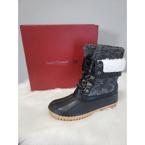 NEW Henry Ferrera Army Grey Camo Boot Duck Mission 52 Women Size 8 Rain Combat - Picture 1 of 9